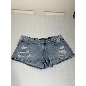 Lucky Brand The Cut Off Distressed Denim Shorts Light Wash Blue Womens 8 29
